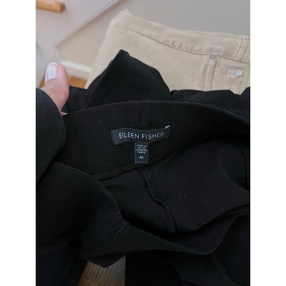 Eileen Fisher Black Stretch Slim Straight Crepe Pant Medium Minimalist Office - Picture 8 of 9